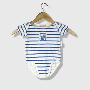 Marimekko Bodysuit Kids 6M Blue White Striped Nautical Beach Bucket 5553-1201